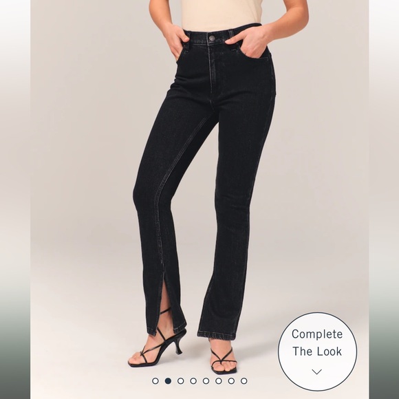 Abercrombie & Fitch Denim - Abercrombie and fitch curve love high rise skinny jeans black wash vent hem 32l